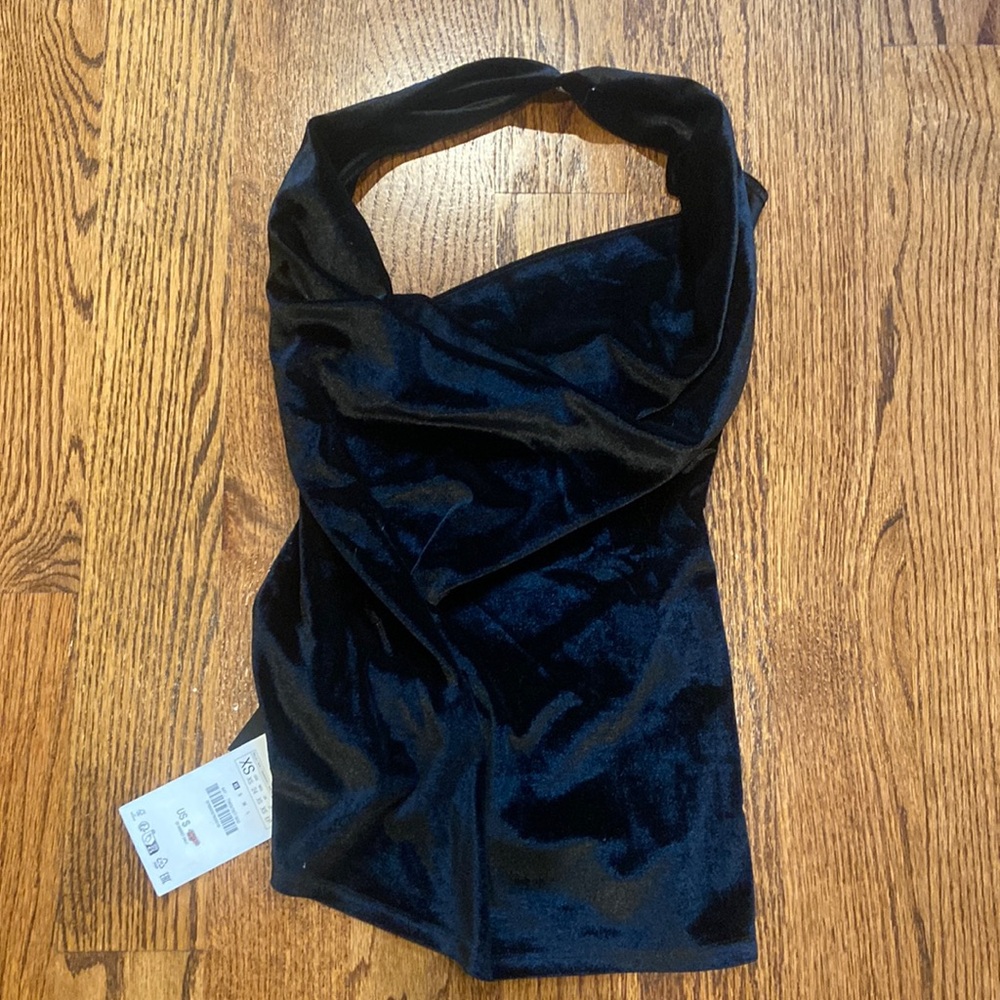 Zara halter neck velvet black top